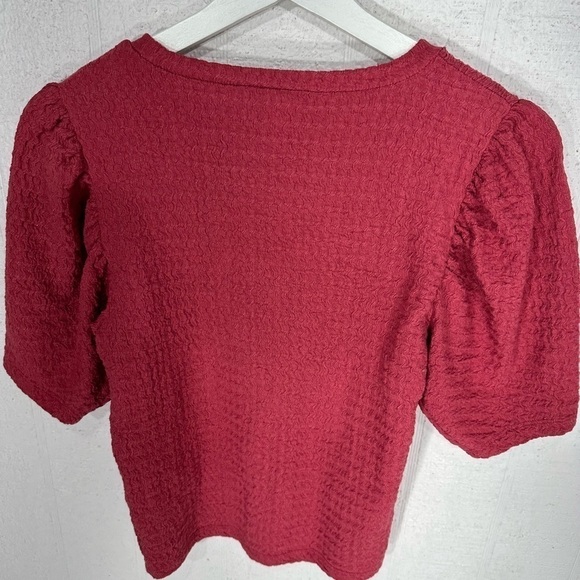 Zara puff sleeve textured top pink size S - Picture 2 of 6